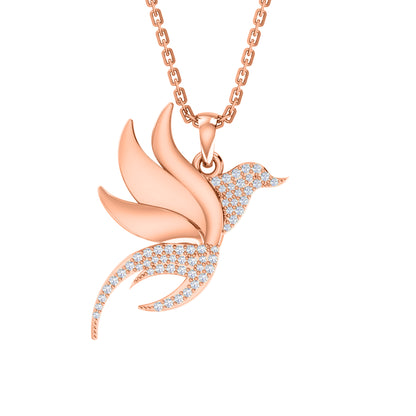 RKC 0,23 Karat Moissanit-Flügel-Charm-Anhänger, 925er Silberschmuck, 14 Karat Gelbgold vergoldet, Gewicht 4,50 g, Höhe 24 mm