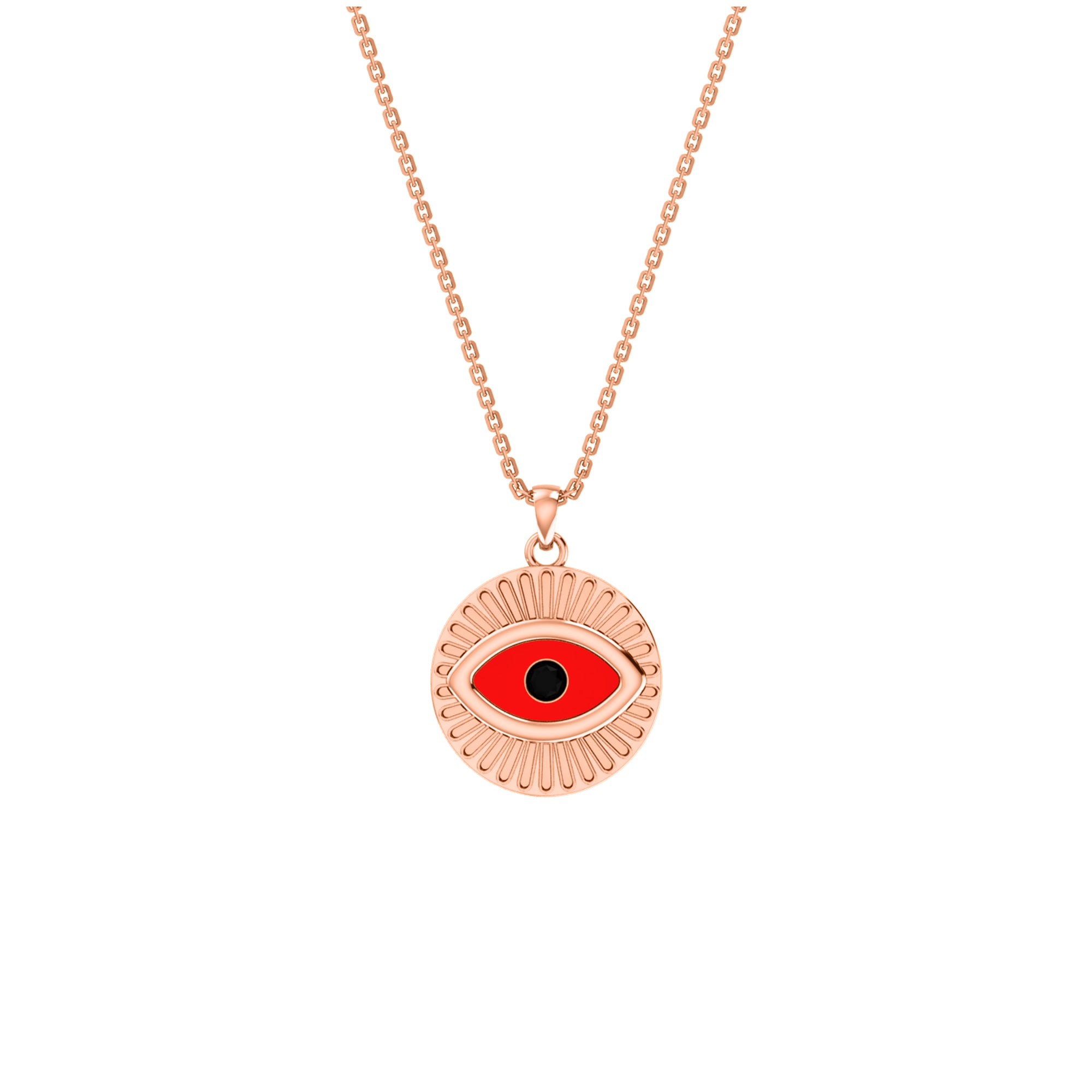 RKC 0,17 CT Emaille Evil Eye Anhänger 925 Silber 14K Gelbgold plattiert, Gewicht 5,80 GM, Höhe 20,00 MM