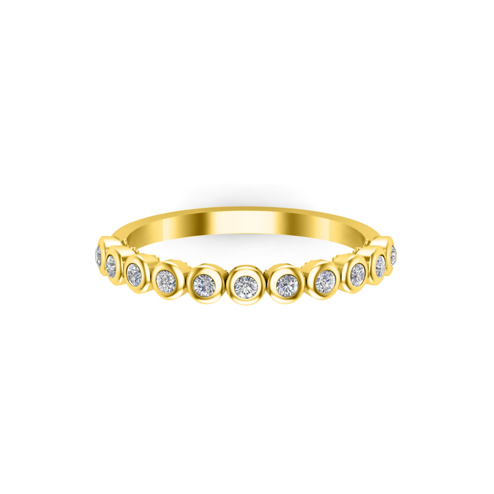 RKC Moissanite Half Eternity Birthday Special Band Anello da donna in argento 925 placcato in oro giallo 14 carati Peso 1,70 g Larghezza 1,70 mm