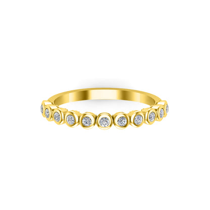 RKC Moissanite Half Eternity Birthday Special Band Anello da donna in argento 925 placcato in oro giallo 14 carati Peso 1,70 g Larghezza 1,70 mm