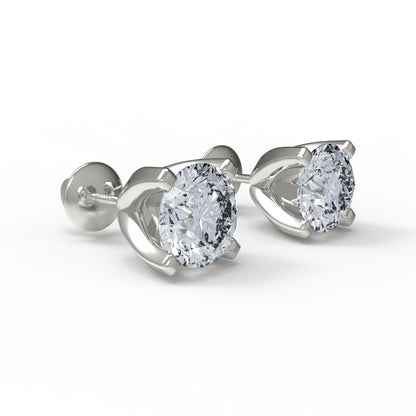 RKC 925 Sterling Silber Unisex-Ohrstecker mit vier Zinken, 14 Karat Gelb, Produktgewicht: 1,60 GM, Höhe: 5,50 mm