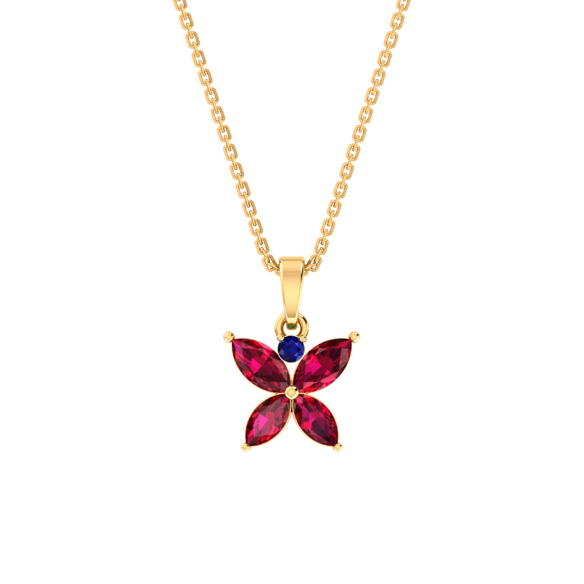 RKC Golden Stunning Flower Gemstone Shape Mini Pendant Necklace With Chain Birthday Gift