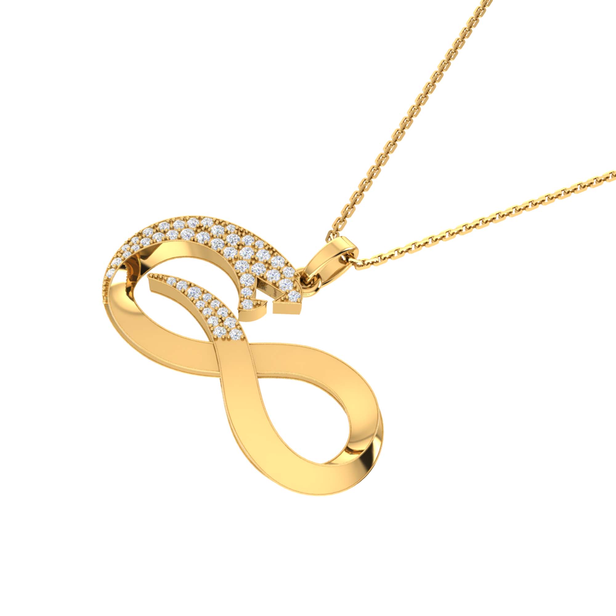 RKC 14k Yellow Gold Plated Infinity Snake Real Moissanite Pendant Necklace 925 Sterling Silver