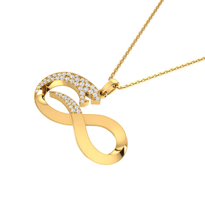 RKC 14k Yellow Gold Plated Infinity Snake Real Moissanite Pendant Necklace 925 Sterling Silver