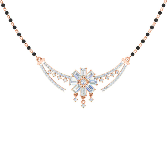 RKC 2.24Ct Moissanite Women Mangalsutra 925 Silver 14k Rose gold Plated Product Weight 8.10gm Height 25.55mm