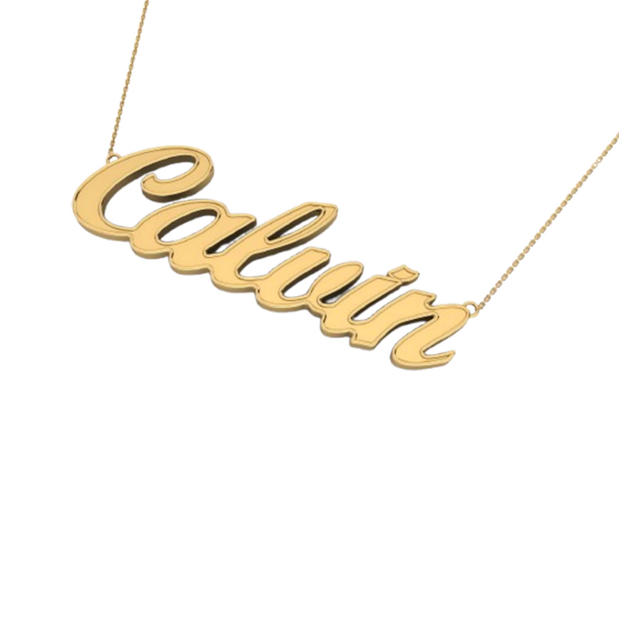 RKC 14k Yellow Gold Plated Name Plate Locket Pendant Necklace 925 Silver Weight 4 gm