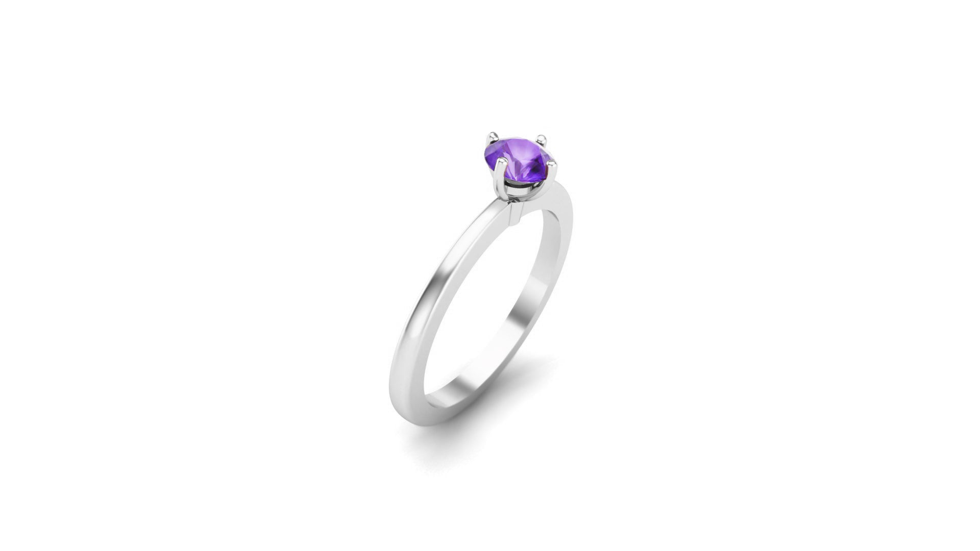 RKC RKC 0.50 Ct Round Cut Gemstone Amethyst 14k Yellow/ White Gold Plated For Women's Weight 2gm and Width 2mm