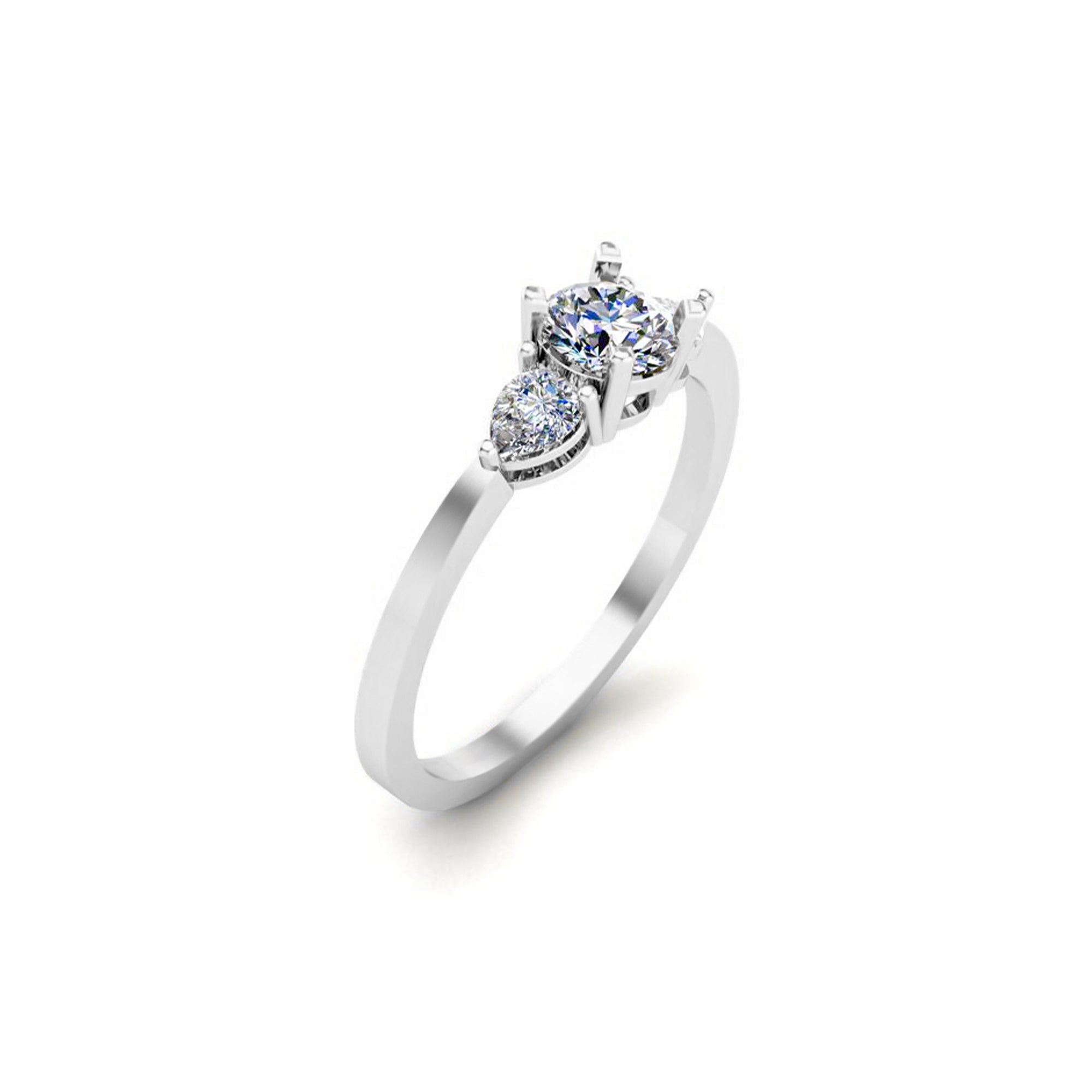 RKC Runder Moissanit-Drei-Steine-Jubiläumsgeschenkring aus 925er Silber mit 14 Karat Gelbgold vergoldeter Ring für Sie, Gewicht 1,50 g, Breite 1,60 mm