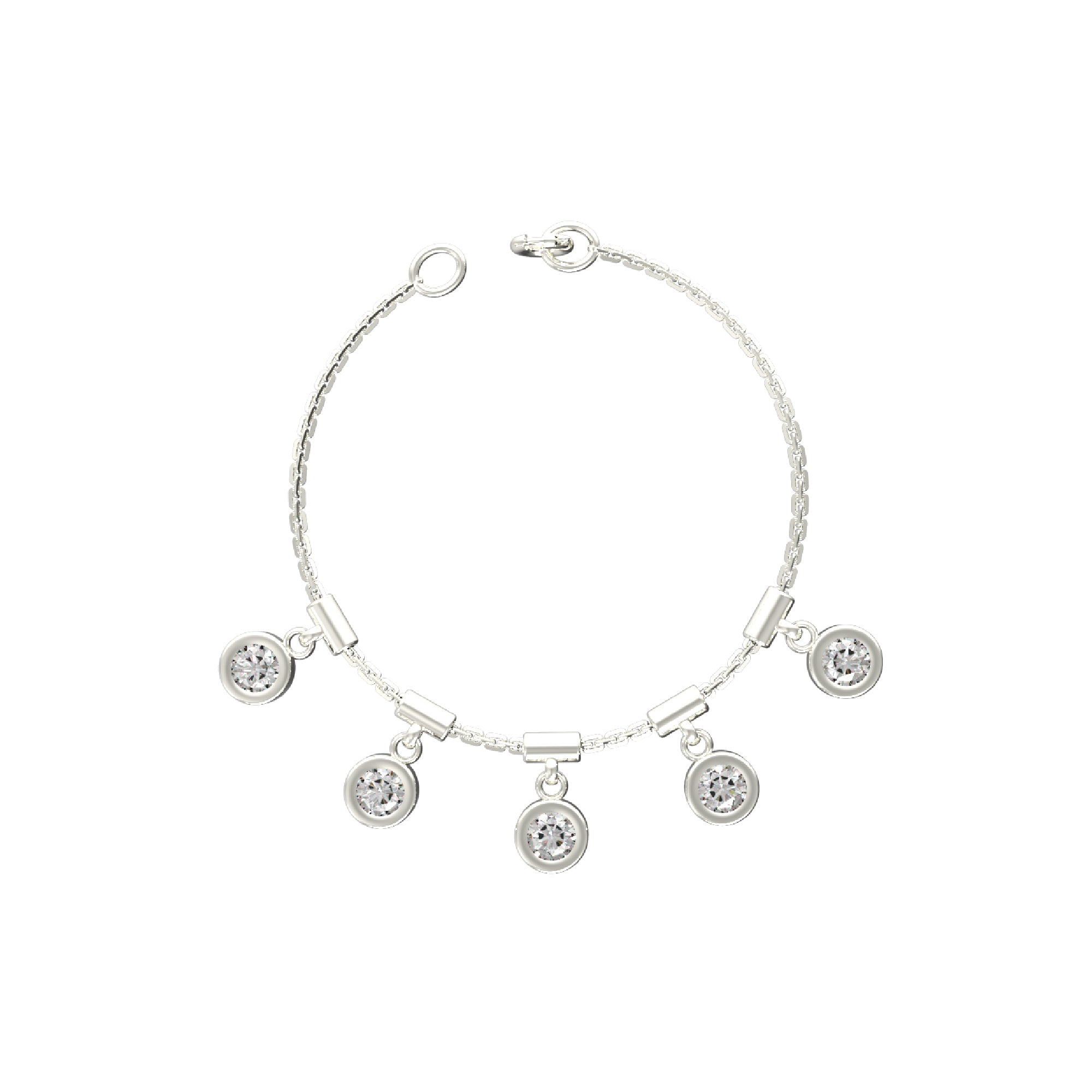 RKC 925 Sterling Silber 1,25 Karat Moissanit runder Charm-Damen-Armband, 14 Karat Gelbgold vergoldet, Gewicht 3,75 g