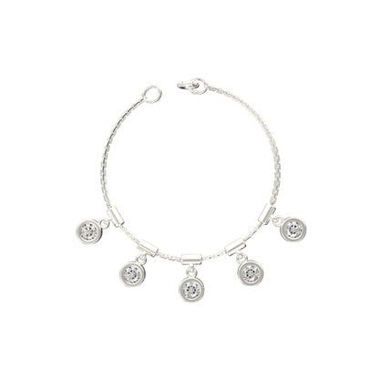 RKC 925 Sterling Silber 1,25 Karat Moissanit runder Charm-Damen-Armband, 14 Karat Gelbgold vergoldet, Gewicht 3,75 g