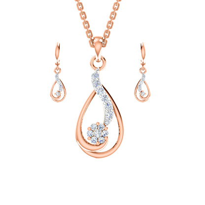 Ciondolo in moissanite da 0,40 ct in argento dorato RKC 925 con peso di 3,60 g e orecchino da 2,30 g con placcatura in oro giallo 14 carati