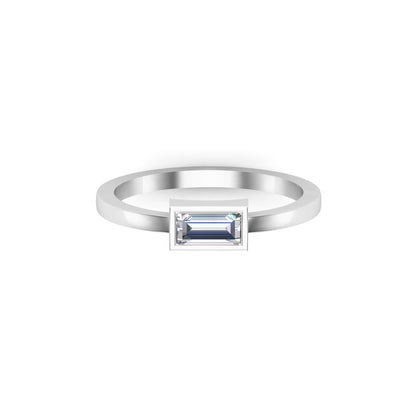 RKC 925 Sterling Silber Baguette-Solitärring für Sie, Gewicht 1,80 g, Breite 1,60 mm