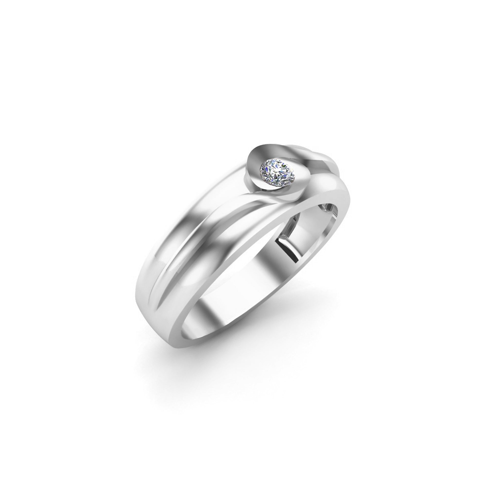 RKC 0,08 Karat Moissanit-Verlobungsring, 925er Silber, 14 Karat Roségold vergoldet, für Herren, Gewicht 3 g, Breite 4,50 mm