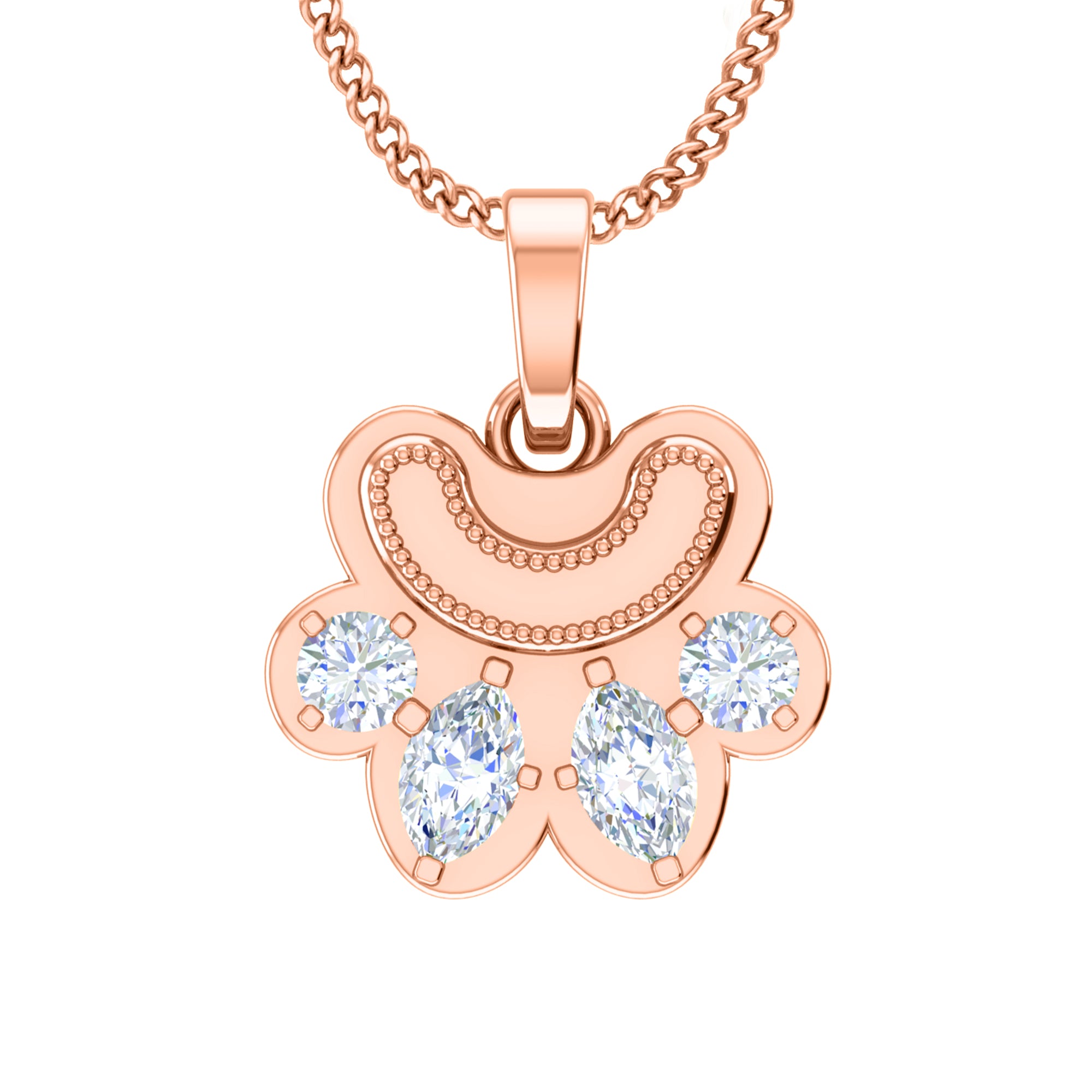 RKC 0,6 Karat Moissanit-Pfotenanhänger, 925er Silberschmuck, 14 Karat Gelbgold vergoldet (Höhe)