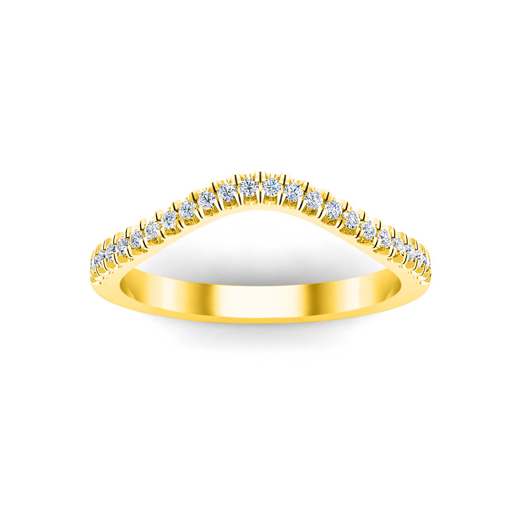 RKC Moissanite Curved Wedding Enhancer Band Ring in argento sterling 925 placcato oro giallo 14K Peso 1,20 g Larghezza 1,70 mm