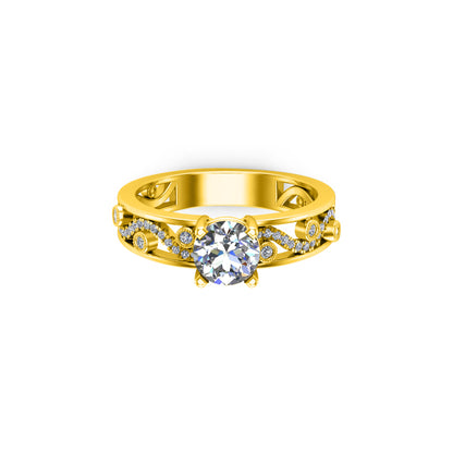 Fede nuziale solitario RKC Moissanite Miligrain Anello in argento 925 placcato oro Peso 3 g Larghezza 3,50 mm