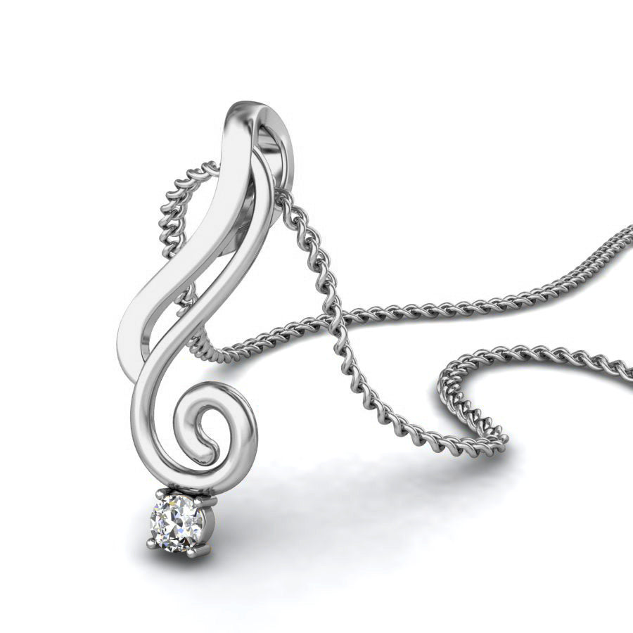 Ciondolo in moissanite da donna in argento sterling 925 RKC da 0,03 ct, finitura in oro rosa 14 carati, peso 2,5 g, altezza 16 mm