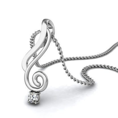 Ciondolo in moissanite da donna in argento sterling 925 RKC da 0,03 ct, finitura in oro rosa 14 carati, peso 2,5 g, altezza 16 mm