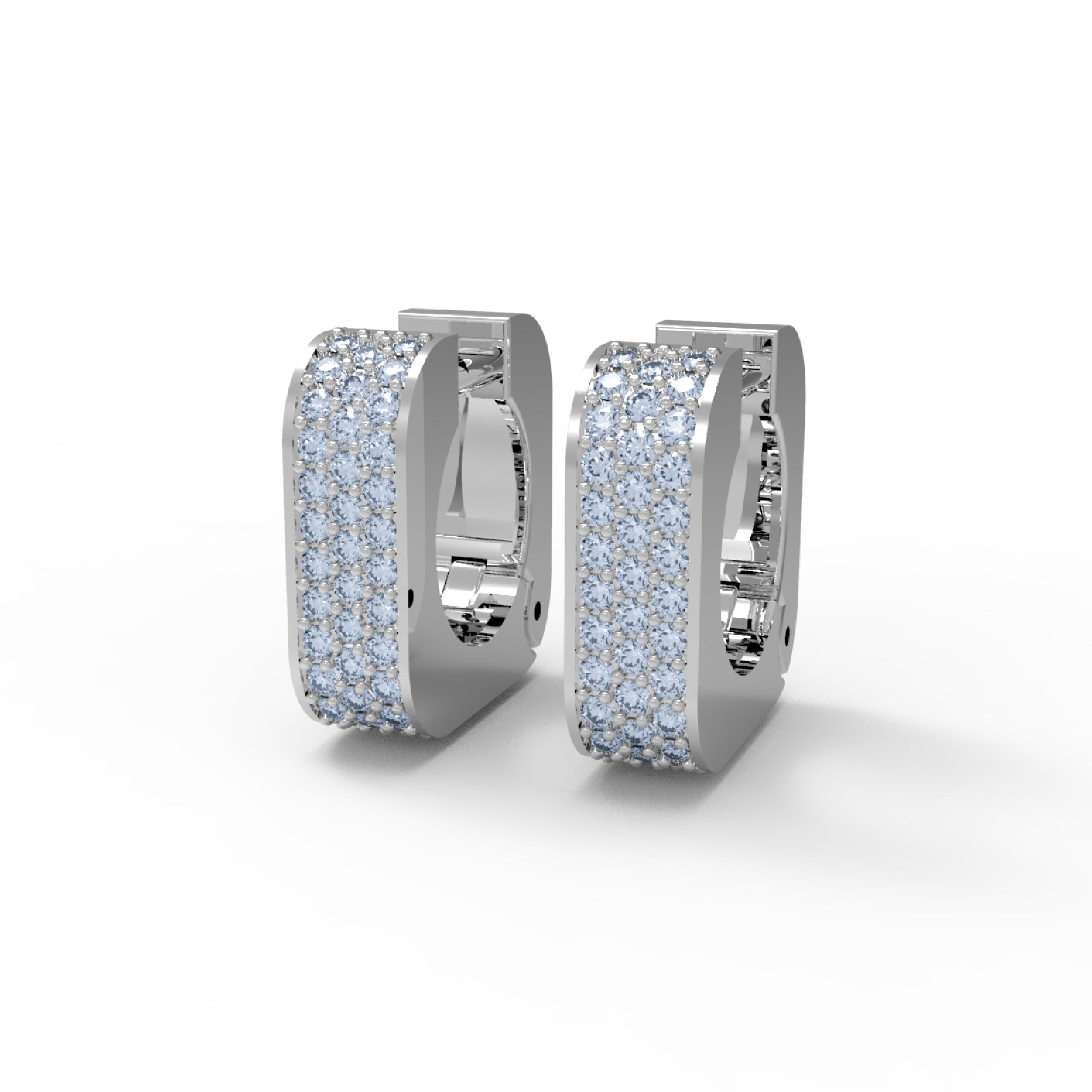 RKC Damen-Ohrring aus 925er-Sterlingsilber, quadratisch, 14 Karat Weiß, Gesamtgewicht: 3,60 GM, Höhe: 11,50 mm