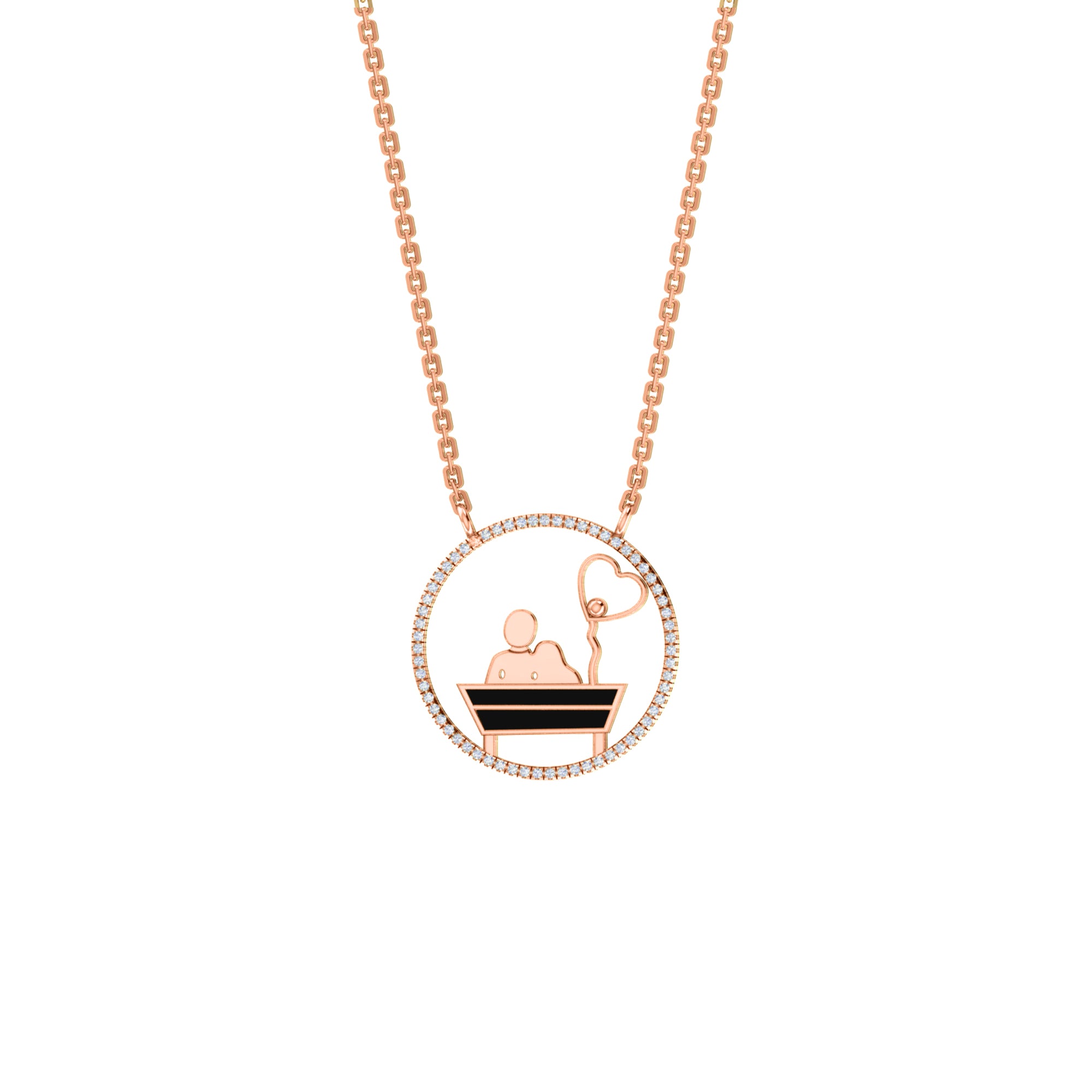 RKC 0,16 Karat Moissanit-Emaille-Anhänger, 925er Silber, Schmuck, 14 Karat Roségold vergoldet, Produktgewicht: 3,80 g, Höhe: 20,00 mm