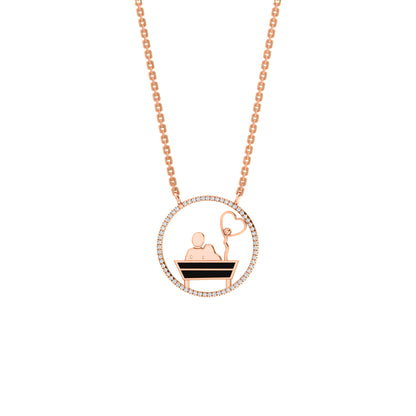 RKC 0,16 Karat Moissanit-Emaille-Anhänger, 925er Silber, Schmuck, 14 Karat Roségold vergoldet, Produktgewicht: 3,80 g, Höhe: 20,00 mm