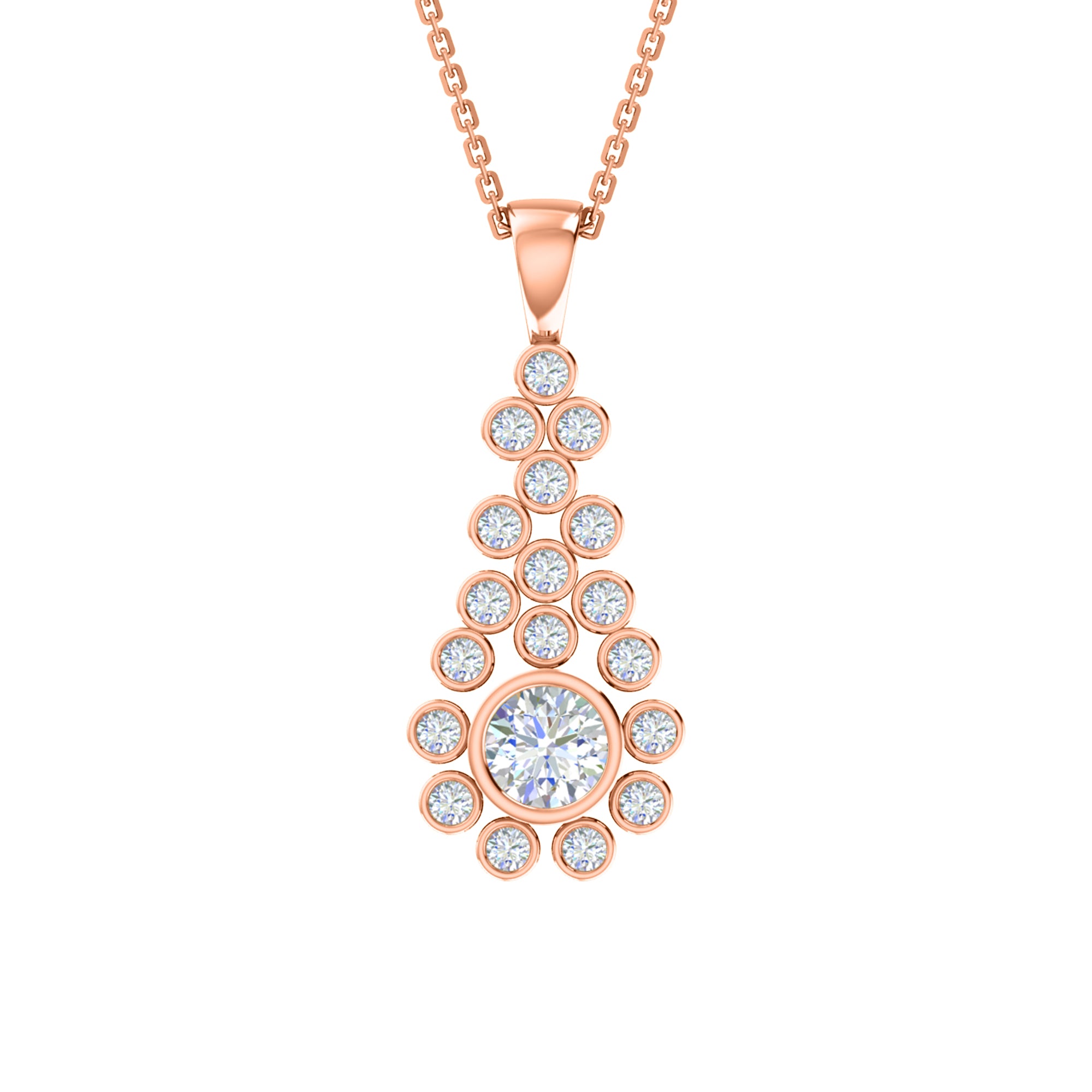 RKC 2,38 CT Moissanit-Tropfenanhänger, 925er Silberschmuck, 14 Karat Roségold vergoldet, Gewicht 6,50 g, Höhe 38,00 mm