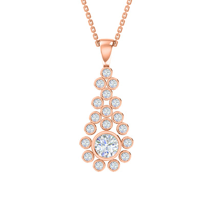 RKC 2,38 CT Moissanit-Tropfenanhänger, 925er Silberschmuck, 14 Karat Roségold vergoldet, Gewicht 6,50 g, Höhe 38,00 mm