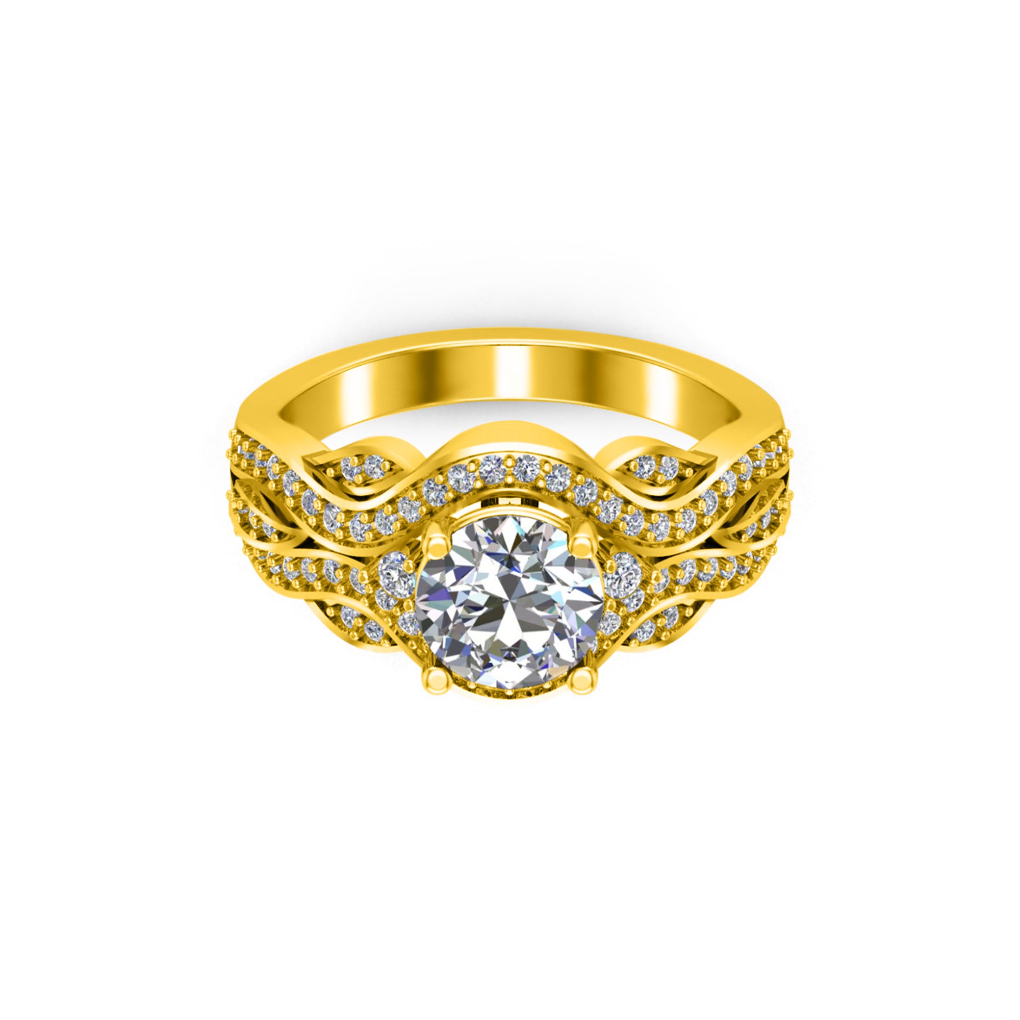 RKC 1,35 ct Moissanit Verlobungsring 925 Silber gelb/weiß/rosé vergoldet für Damen, Gewicht 3 g und Breite 2,30 mm