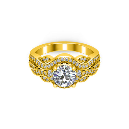 RKC 1,35 ct Moissanit Verlobungsring 925 Silber gelb/weiß/rosé vergoldet für Damen, Gewicht 3 g und Breite 2,30 mm