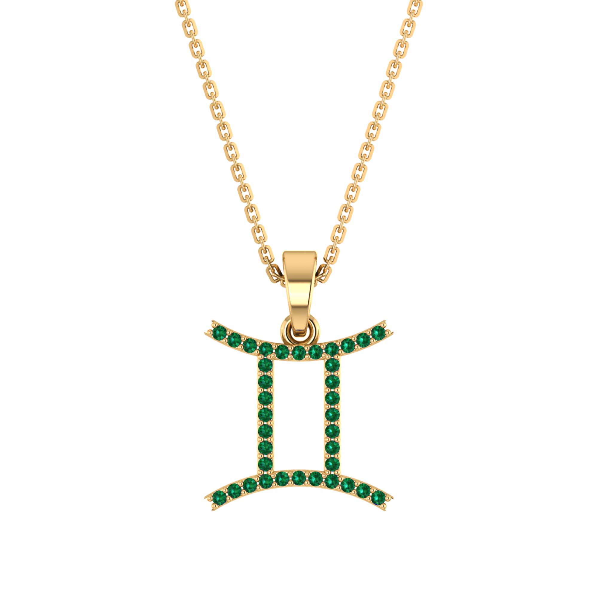 RKC Yellow Gold Plated Gemini Horoscope Cubic Zirconia Pendant Necklace