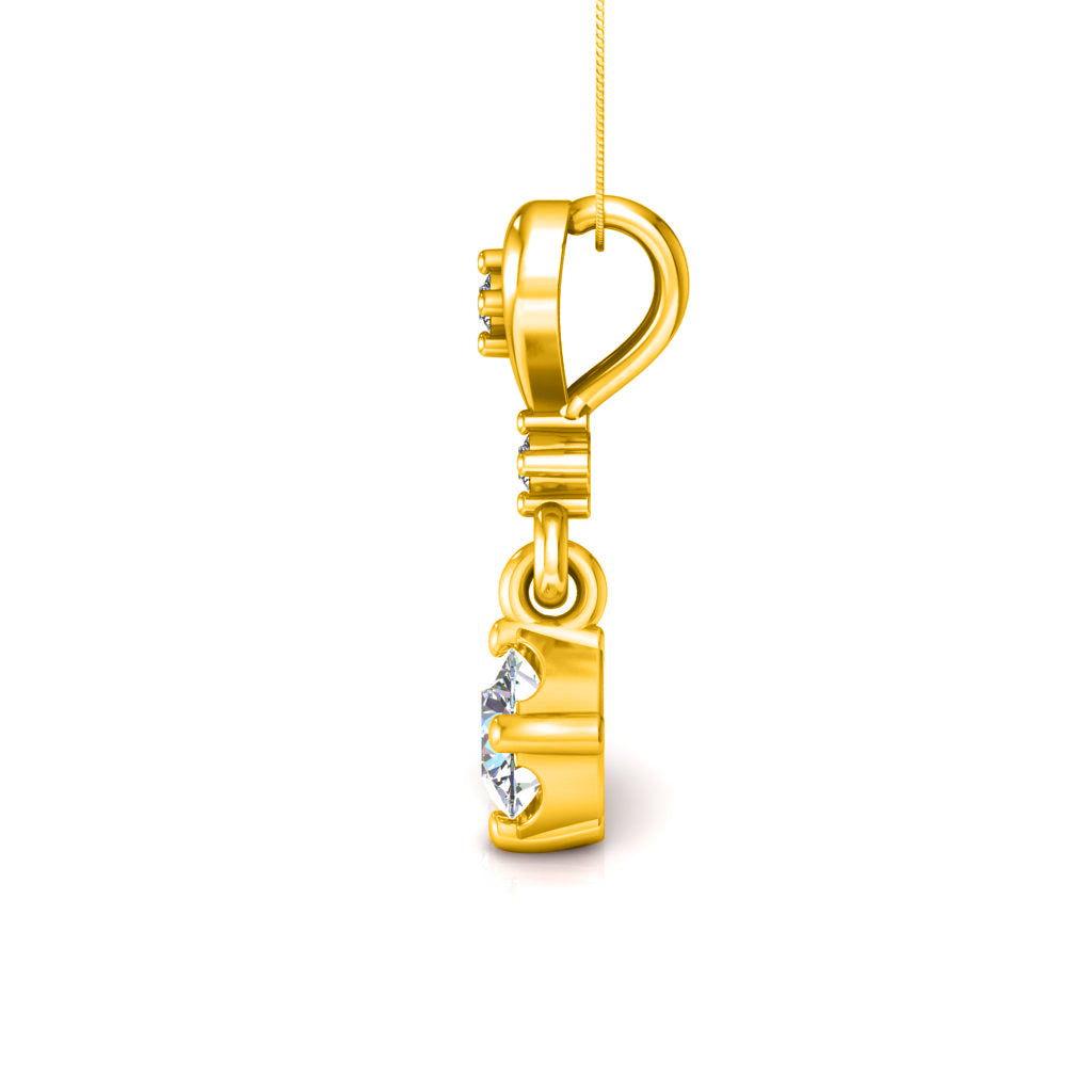 RKC Anello a cuore con pendente in argento con moissanite da 0,40 ct, finitura in oro giallo 14 carati, peso 2,8 g, altezza 15 mm
