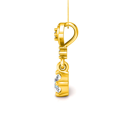 RKC Anello a cuore con pendente in argento con moissanite da 0,40 ct, finitura in oro giallo 14 carati, peso 2,8 g, altezza 15 mm