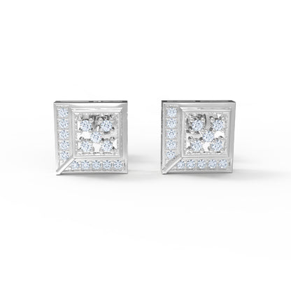 RKC 925 Sterling Silber Rundschliff kleiner quadratischer Ohrstecker, 14 Karat Rose über Produktgewicht 2,30 GM, Steinhöhe 9,00 mm
