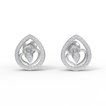 RKC 925 Sterling Silber blattförmiger Damen-Ohrstecker für den täglichen Gebrauch, 14 Karat Rose über dem Produkt, Gewicht 1,80 GM, Höhe 12,00 mm