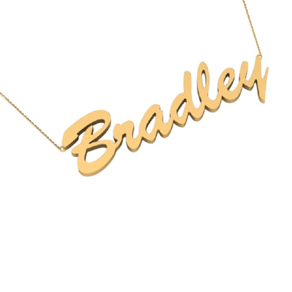 RKC BRADLEY Initial Name Pendant Necklace 14k Yellow Gold Plated 925 Silver Weight 5gm