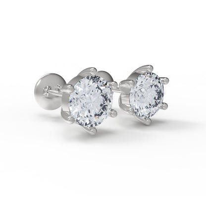 RKC Damen-Solitär-Ohrstecker aus 925er-Sterlingsilber, sechs Zinken, 14 Karat Rose über Produktgewicht: 1,20 GM, Steinhöhe: 3,80 mm