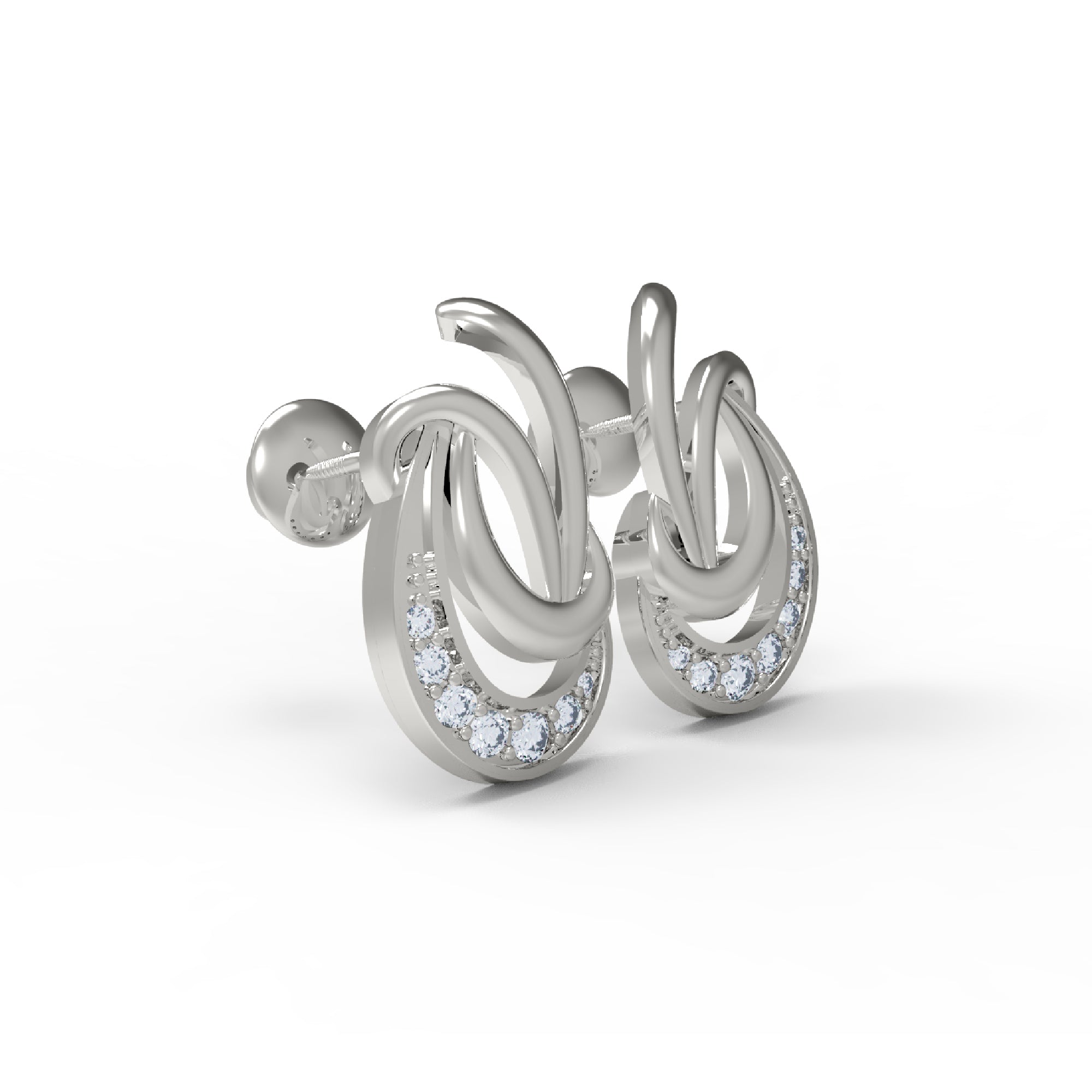 RKC 925 Sterling Silber Glanz-Ohrstecker für Damen, 14 Karat Rose über Produktgewicht 1,70 GM, Höhe 13,00 mm