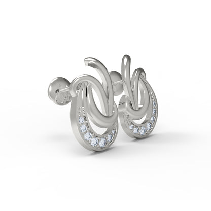 RKC 925 Sterling Silber Glanz-Ohrstecker für Damen, 14 Karat Rose über Produktgewicht 1,70 GM, Höhe 13,00 mm