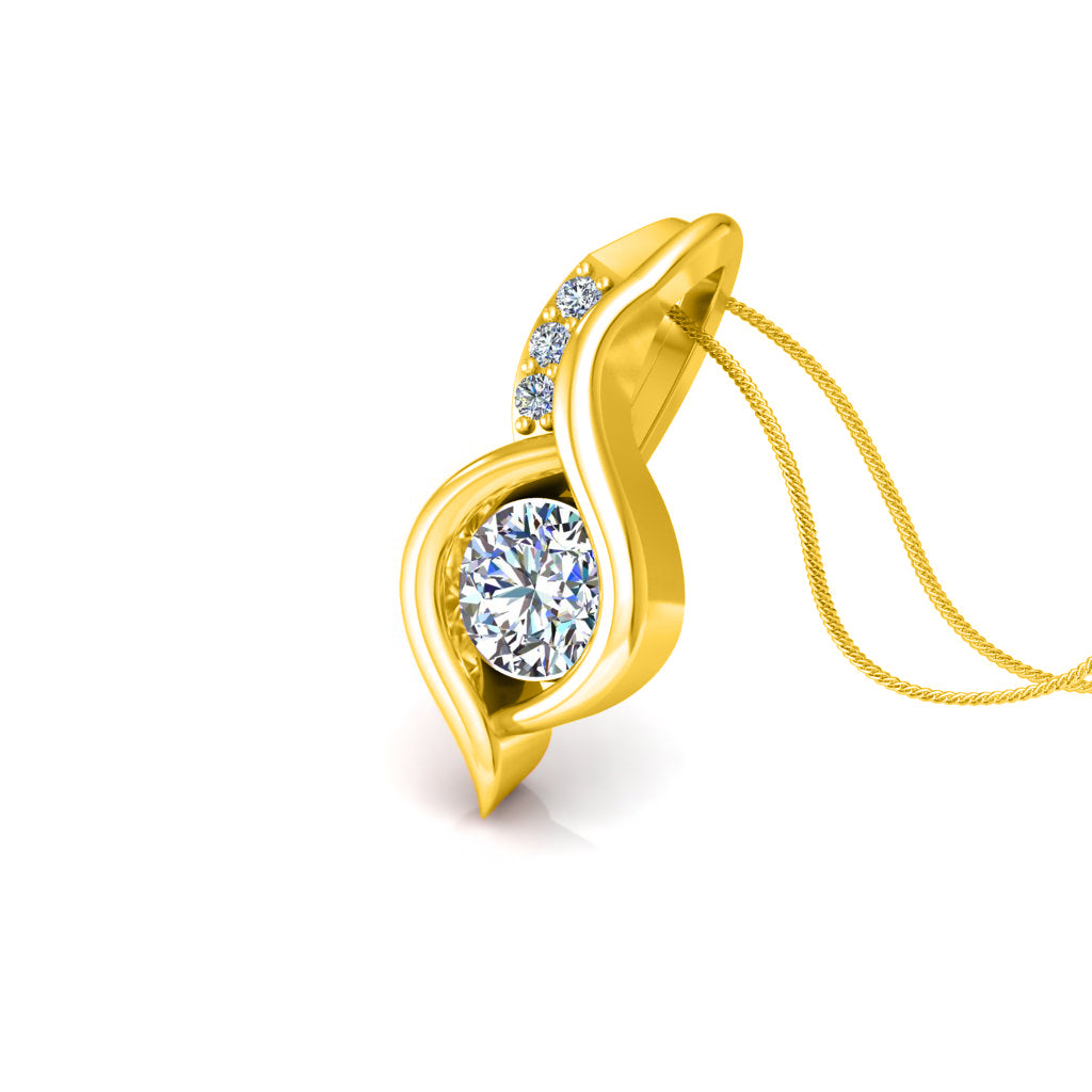 RKC 925 Sterling Silber runder Moissanit-Anhänger mit 0,92 CT, 14 Karat Roségold vergoldet, Gewicht 3,00 g, Höhe 15 mm