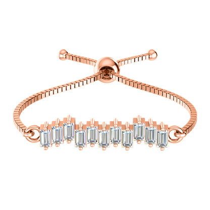 RKC-Moissanit-Charm-Geschenk-Bolo-Armband, 14 Karat rosévergoldet, Gewicht 3 g