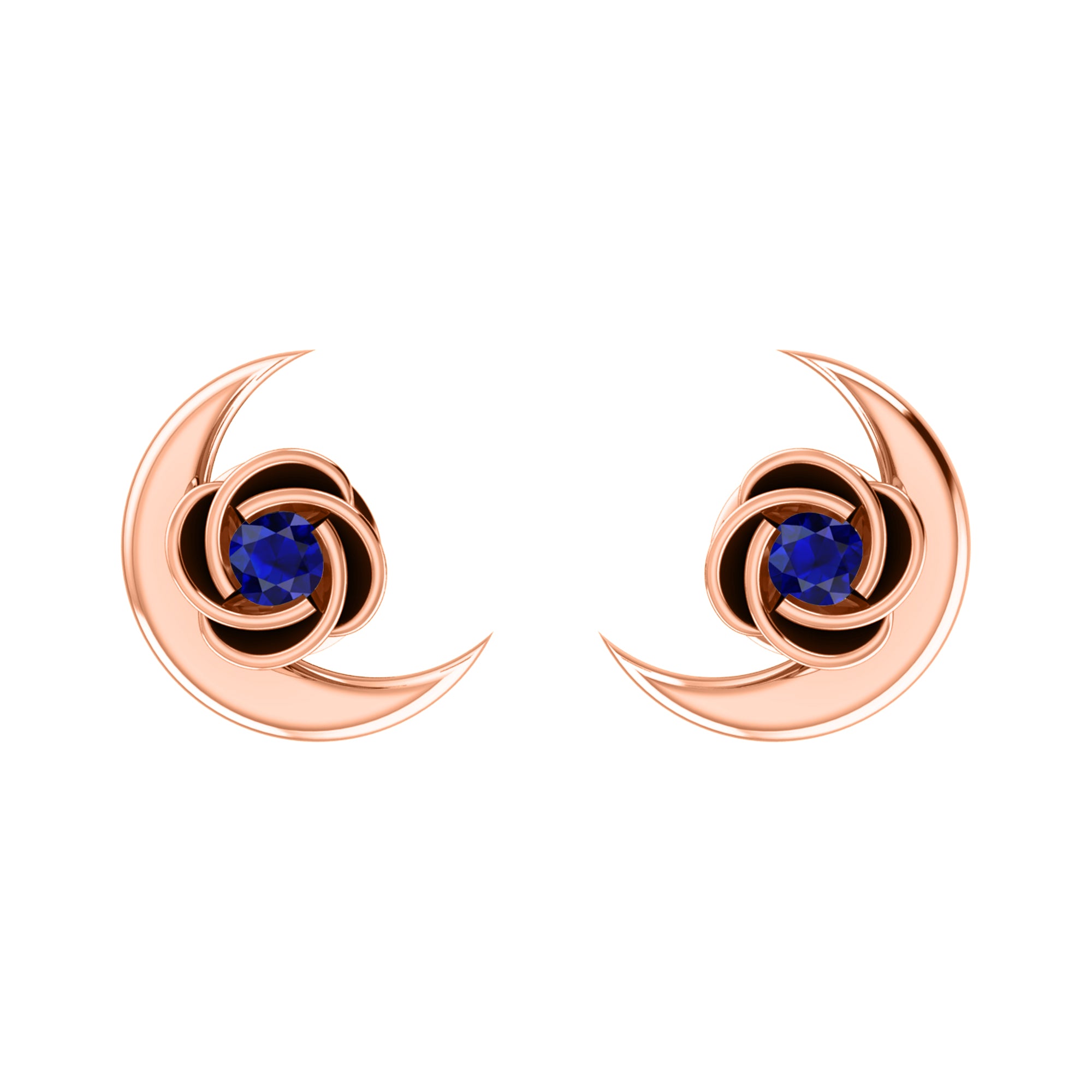 Orecchino da donna RKC in argento sterling 925 con mezza luna respinta in oro bianco 14k oltre 1,60 peso, altezza 9,30 mm