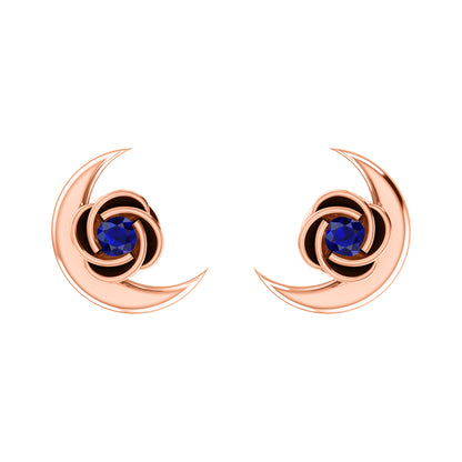 Orecchino da donna RKC in argento sterling 925 con mezza luna respinta in oro bianco 14k oltre 1,60 peso, altezza 9,30 mm