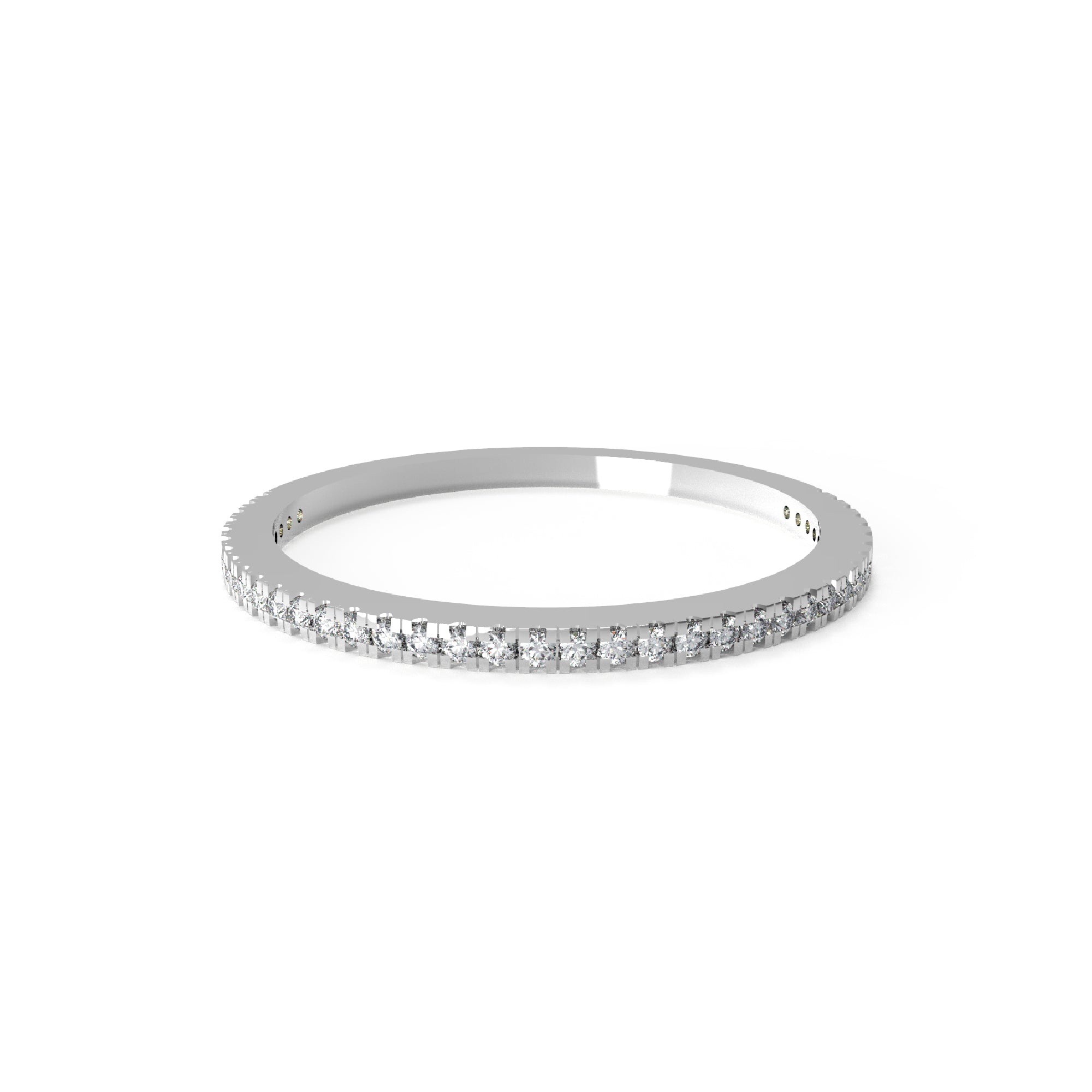 RKC Runder Moissanit-Ring aus 925er-Sterlingsilber, halbe Ewigkeit, stapelbarer Bandring für Damen, 925er-Silber, 14 Karat Roségold vergoldet, Gewicht 1,10 g, Breite 1,30 mm