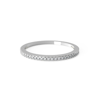 RKC Runder Moissanit-Ring aus 925er-Sterlingsilber, halbe Ewigkeit, stapelbarer Bandring für Damen, 925er-Silber, 14 Karat Roségold vergoldet, Gewicht 1,10 g, Breite 1,30 mm
