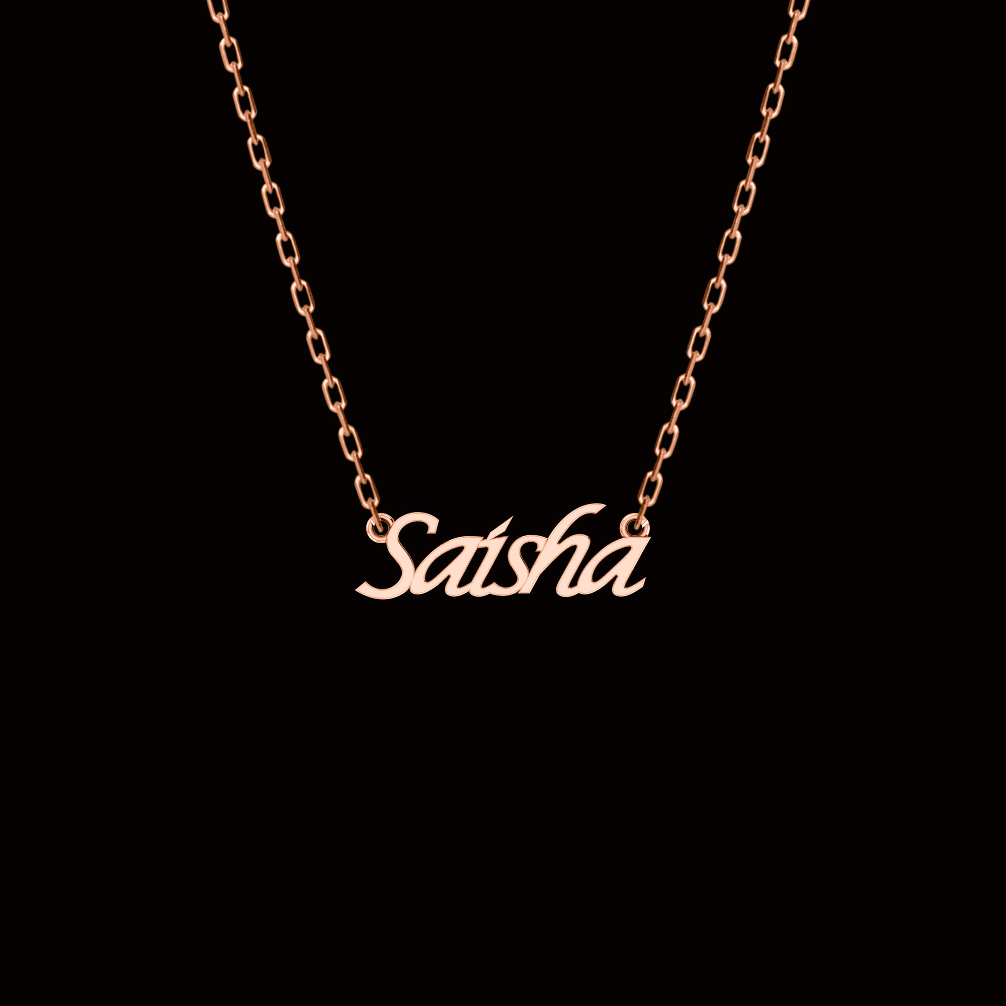 RKC personalisierter Anhänger mit beliebigem Namen, 925er Sterlingsilber, 14 Karat Roségold vergoldet, Gewicht 3,40 GM, Höhe 9,75 mm