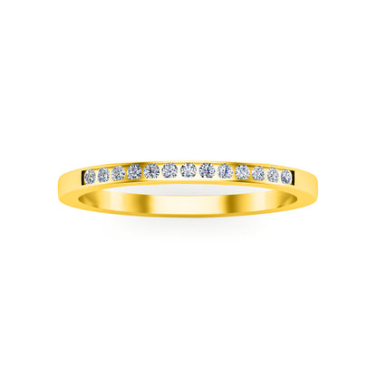 RKC-Moissanit-Rundschliff, passender stapelbarer Ring, 925er-Sterlingsilber, Band mit 14-karätigem Gelbgold vergoldet, Gewicht 1,40 g, Breite 1,40 mm
