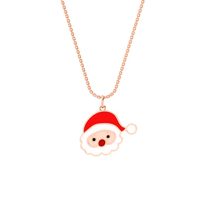 Ciondolo Babbo Natale smaltato RKC in argento 925 placcato in oro bianco 14 carati Peso 5,00 GM Altezza 21,00 MM