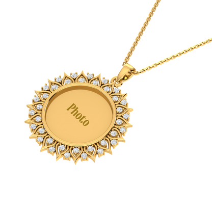 RKC Moissanite/ Cubic Zirconia Photo Pendant Necklace 14k Yellow Gold Plated Weight-6gm
