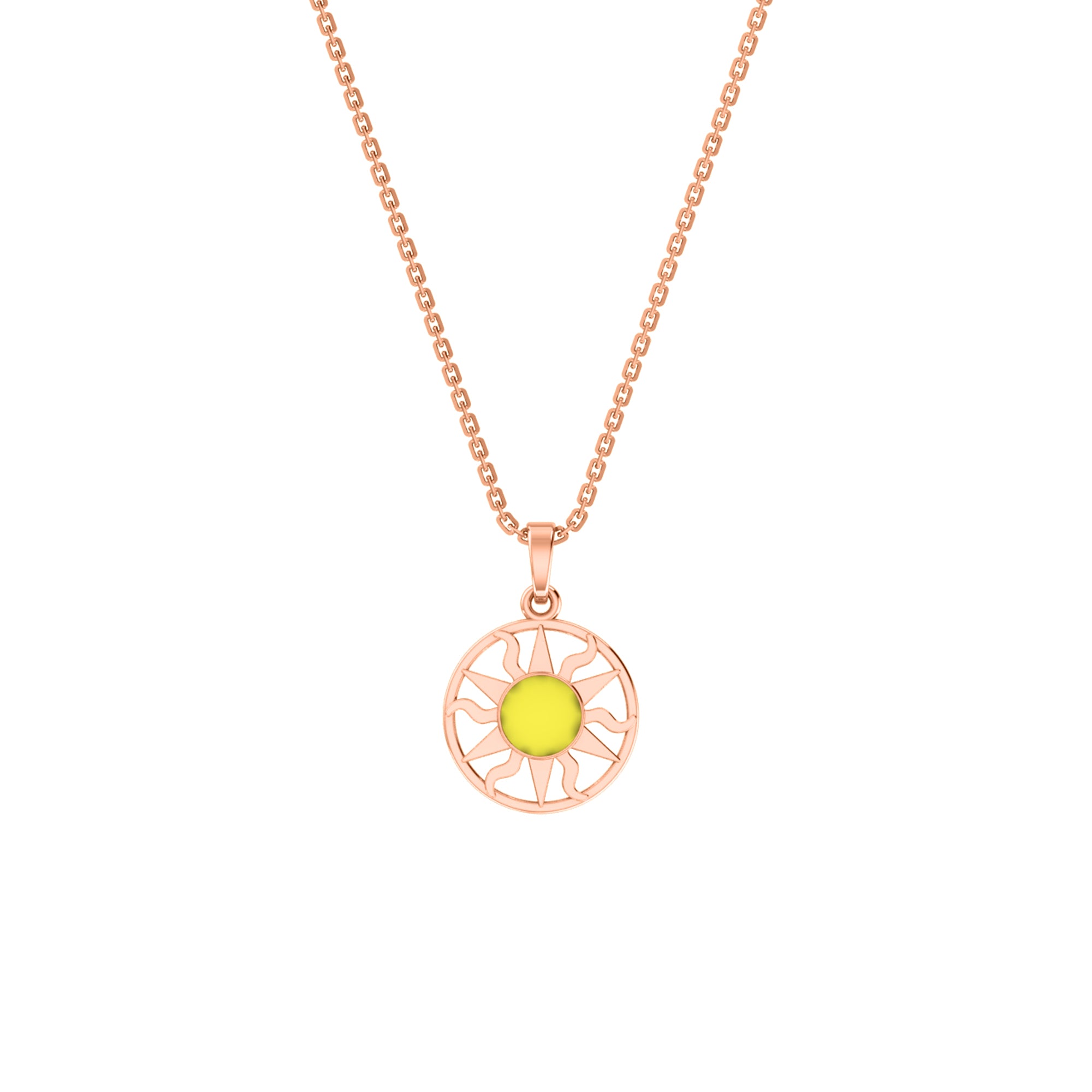RKC Emaille-Sonnenanhänger, 925er Silberschmuck, 14 Karat Gelbgold vergoldet, Produktgewicht: 4,00 g, Höhe: 12,50 mm
