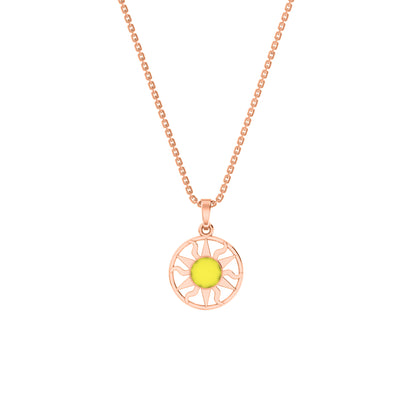 RKC Emaille-Sonnenanhänger, 925er Silberschmuck, 14 Karat Gelbgold vergoldet, Produktgewicht: 4,00 g, Höhe: 12,50 mm